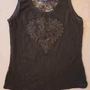 Rue21 Black Mini Skirt with Heart Embellishment